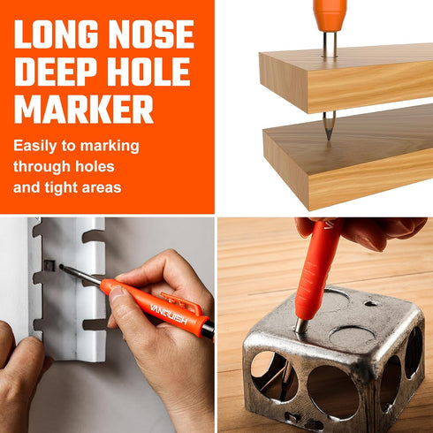 Vanquish 2 Pack Carpenter Pencil with Sharpener Mechanical Pencils Set with 14 Refills Deep Hole Marker Construction Heavy Duty Woodworking Pencil...